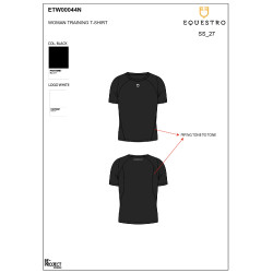 Dames slim fit trainingsshirt techniek Equestro Zwart