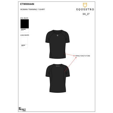 Dames slim fit trainingsshirt techniek Equestro Zwart