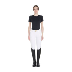 Dames slim fit trainingsshirt techniek Equestro Zwart