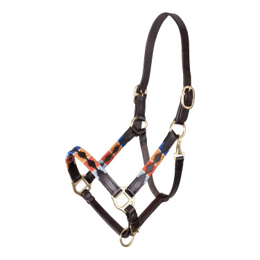 Licol polo en cuir Shires Velociti Gara Turquoise / rouge / orange / bleu