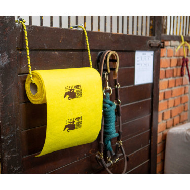 Horsewipe koord met rolhouder Geel / zwart