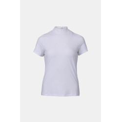 Polo de concours B Vertigo Charlotta femme manches courtes Blanc / bleu turquoise