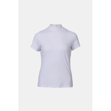 Polo de concours B Vertigo Charlotta femme manches courtes Blanc / bleu turquoise