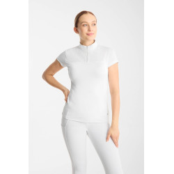 Wedstrijdpolo Horze Louisa mesh dames Wit / turquoiseblauw