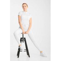 Polo de concours Horze Louisa mesh femme Blanc / bleu turquoise