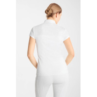 Polo de concours Horze Louisa mesh femme Blanc / bleu turquoise