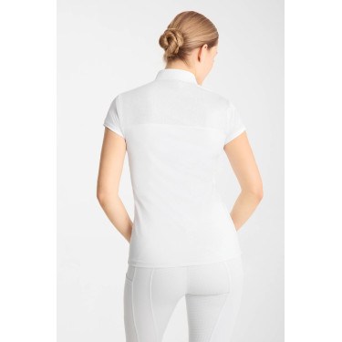 Polo de concours Horze Louisa mesh femme Blanc / bleu turquoise