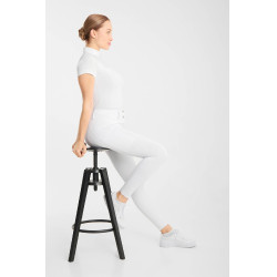 Polo de concours Horze Louisa mesh femme Blanc / bleu turquoise