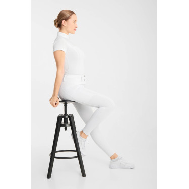 Polo de concours Horze Louisa mesh femme Blanc / bleu turquoise