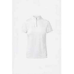 Polo de concours Horze Louisa mesh femme Blanc / bleu turquoise