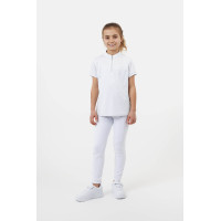 Polo de concours Horze Louisa Young Rider empiècements en mesh Blanc / bleu turquoise