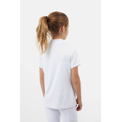 Polo de concours Horze Louisa Young Rider empiècements en mesh Blanc / bleu turquoise