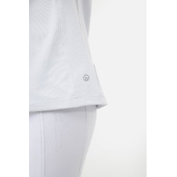 Polo de concours Horze Louisa Young Rider empiècements en mesh Blanc / bleu turquoise