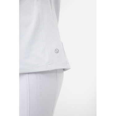 Polo de concours Horze Louisa Young Rider empiècements en mesh Blanc / bleu turquoise