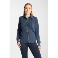Horze Ulrika western damesblouse Blauw denim