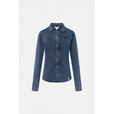 Chemise Horze Ulrika western femme Bleu denim