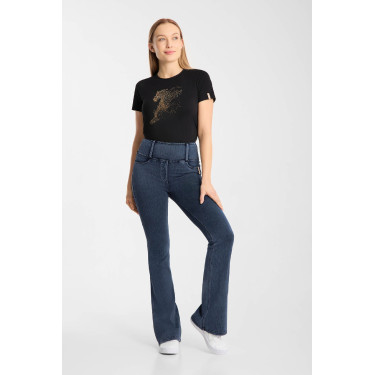 Horze Emery dames western rijlegging met bootcut in denimlook Blauw denim