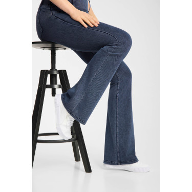 Legging d’équitation Horze Emery western femme coupe bootcut effet denim Bleu denim