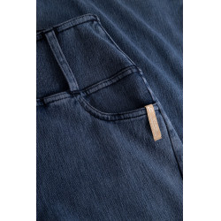 Legging d’équitation Horze Emery western femme coupe bootcut effet denim Bleu denim