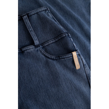Legging d’équitation Horze Emery western femme coupe bootcut effet denim Bleu denim