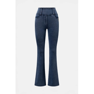 Legging d’équitation Horze Emery western femme coupe bootcut effet denim Bleu denim