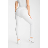 Pantalon d’équitation Horze Matilda perforé femme full grip Blanc / bleu turquoise