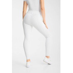 Pantalon d’équitation Horze Matilda perforé femme full grip Blanc / bleu turquoise Pantalon d’équitation Horze Matilda perforé femme full grip Blanc / bleu turquoise