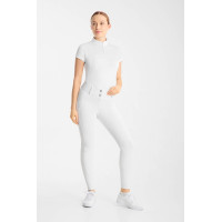 Pantalon d’équitation Horze Matilda perforé femme full grip Blanc / bleu turquoise