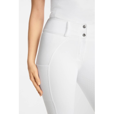 Pantalon d’équitation Horze Matilda perforé femme full grip Blanc / bleu turquoise Pantalon d’équitation Horze Matilda perforé femme full grip Blanc / bleu turquoise