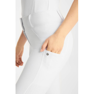 Rijbroek Horze Matilda geperforeerd dames full grip Wit / turquoiseblauw