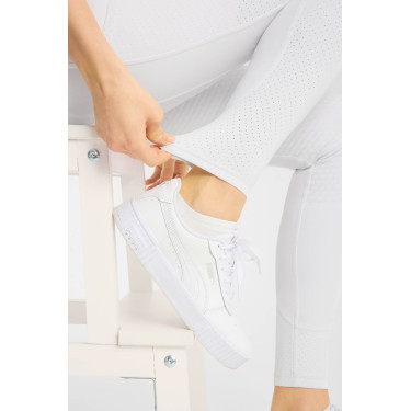 Pantalon d’équitation Horze Matilda perforé femme full grip Blanc / bleu turquoise Pantalon d’équitation Horze Matilda perforé femme full grip Blanc / bleu turquoise