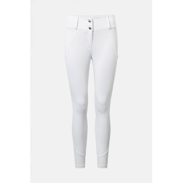 Pantalon d’équitation Horze Matilda perforé femme full grip Blanc / bleu turquoise Pantalon d’équitation Horze Matilda perforé femme full grip Blanc / bleu turquoise