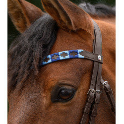 Waldhausen X-Line Polo frontriem bruin Blauw / lichtblauw