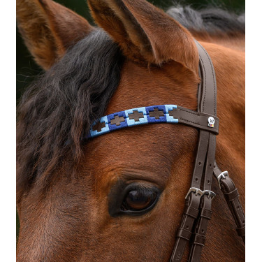 Waldhausen X-Line Polo frontriem bruin Blauw / lichtblauw