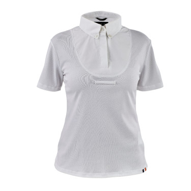 Chemise à lavallière manches courtes jeune cavalier Shires Aubrion Blanc