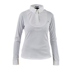 Chemise à lavallière manches longues jeune cavalier Shires Aubrion Blanc