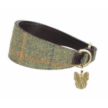 Tweed halsband voor windhonden Shires Digby & Fox Rood/geel/blauwe ruiten Motieven