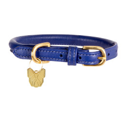 Ronde leren hondenhalsband Shires Digby & Fox Marine Marineblauw