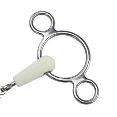 Mors gag deux anneaux double brisure EquiKind Softie Shires Acier Argent