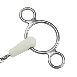 Shires EquiKind Softie dubbelgebroken kneveltrens met twee ringen Staal Grijs