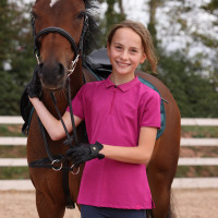 Technisch poloshirt React jonge ruiter Shires Aubrion Fuchsia Roze
