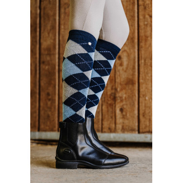 Equithème Argyle damessokken Marine / hemelblauw / grijs Beige
