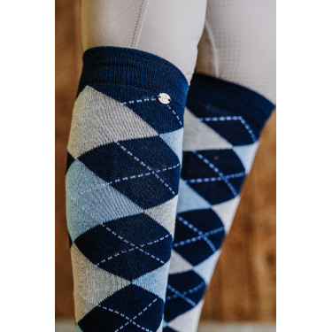 Chaussettes Equithème Argyle femme Marine / ciel / gris Beige