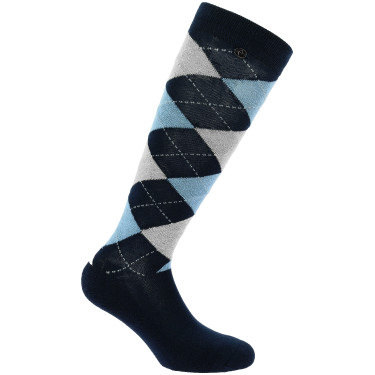 Equithème Argyle damessokken Marine / hemelblauw / grijs Beige