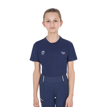 Unisex slim fit T-shirt kinderen Equestro X Fise Marineblazer Marineblauw