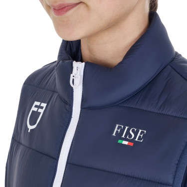 Veste sans manches unisexe enfant coupe slim Equestro X Fise Marine blazer Bleu marine