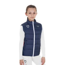 Veste sans manches unisexe enfant coupe slim Equestro X Fise Marine blazer Bleu marine