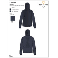Sweat technique Equestro femme à capuche avec empiècements en micro mesh Marine blazer Bleu marine