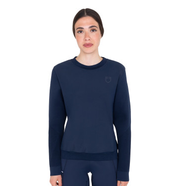 Sweatshirt technique Equestro femme col rond avec empiècements en micro mesh Marine blazer Bleu marine Sweatshirt technique Equestro femme col rond avec empiècements en micro mesh Marine blazer Bleu marine