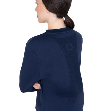 Sweatshirt technique Equestro femme col rond avec empiècements en micro mesh Marine blazer Bleu marine Sweatshirt technique Equestro femme col rond avec empiècements en micro mesh Marine blazer Bleu marine